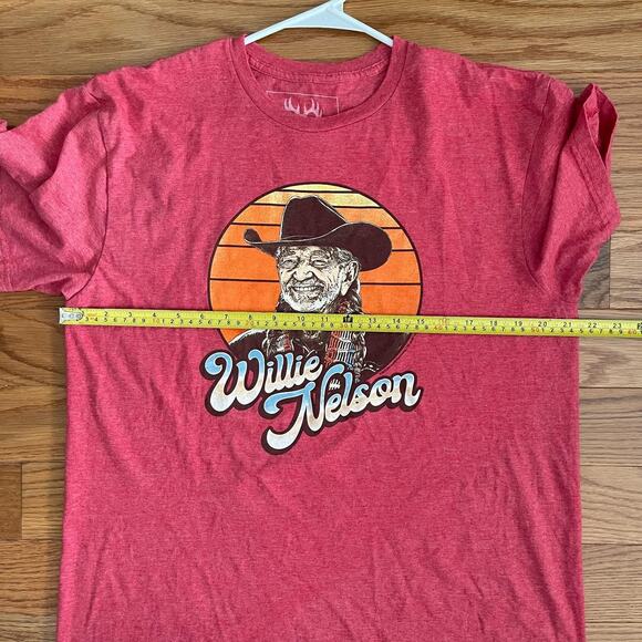 Buck Wear Willie Nelson Graphic T-Shirt Men Large Red Short Sleeve Crewneck - Picture 6 of 7